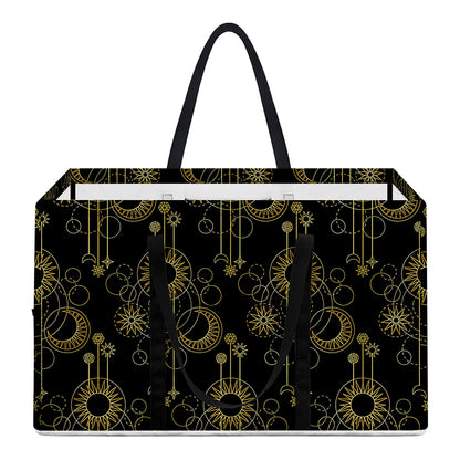 Gold Sun And Moon Pattern Print Utility Tote Bag
