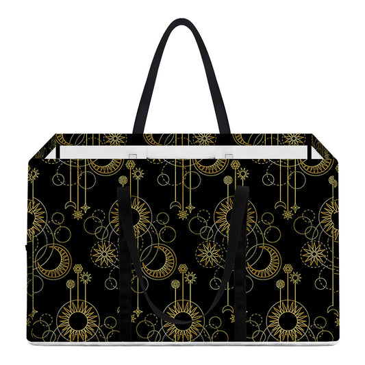 Gold Sun And Moon Pattern Print Utility Tote Bag