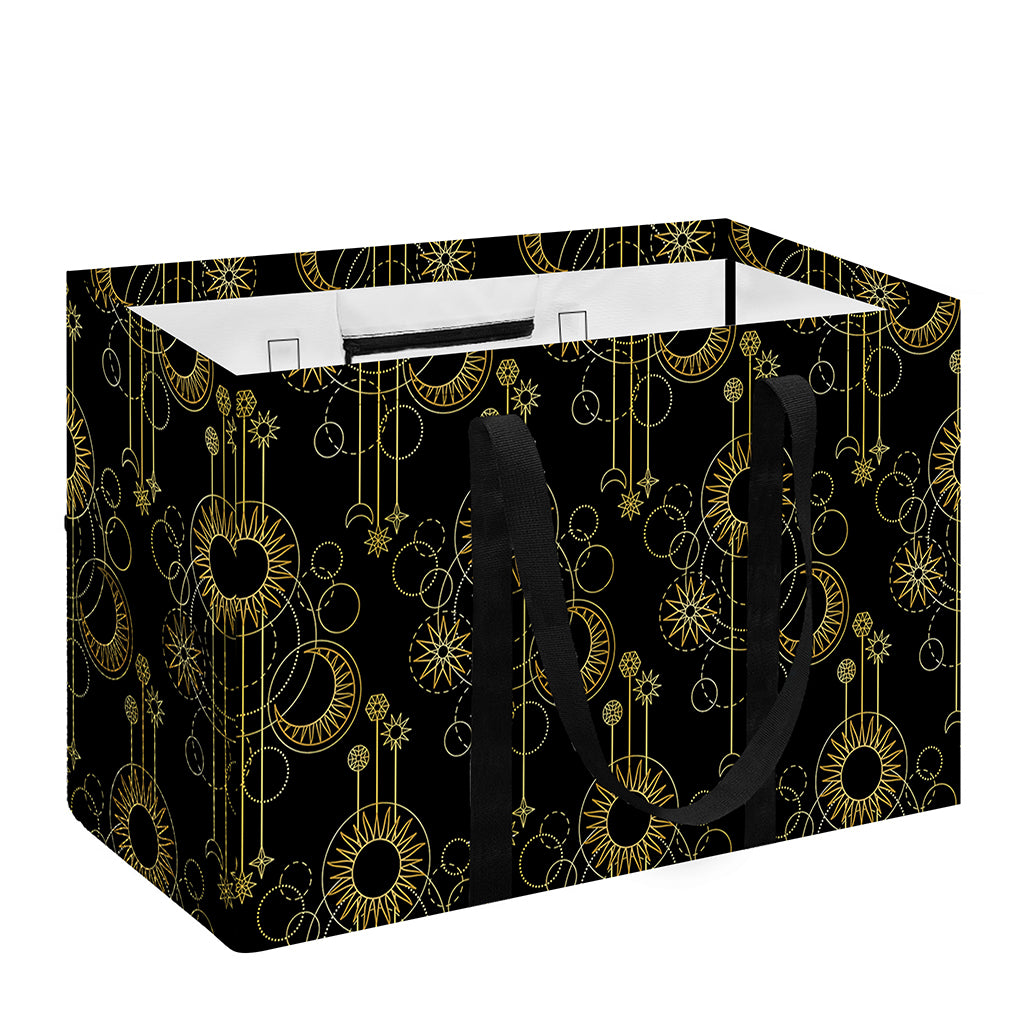 Gold Sun And Moon Pattern Print Utility Tote Bag