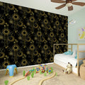Gold Sun And Moon Pattern Print Wall Sticker