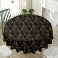 Gold Sun And Moon Pattern Print Waterproof Round Tablecloth