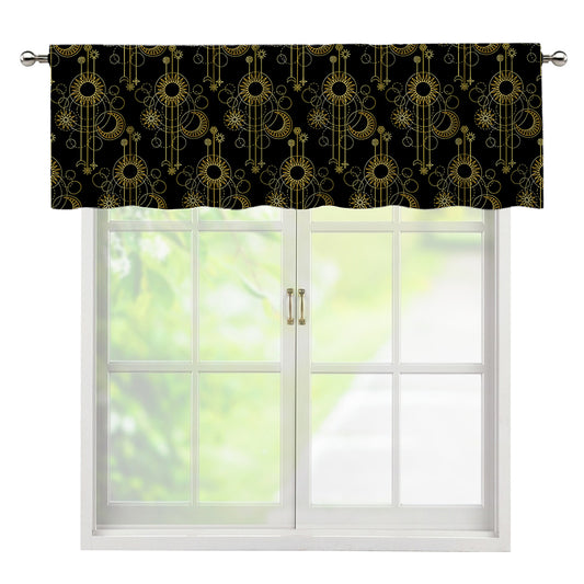 Gold Sun And Moon Pattern Print Window Valance