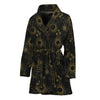 Gold Sun And Moon Pattern Print Women's Bathrobe