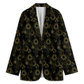 Gold Sun And Moon Pattern Print Women's Cotton Blazer