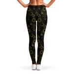 Gold Sun And Moon Pattern Print Women's Leggings