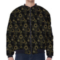 Gold Sun And Moon Pattern Print Zip Sleeve Bomber Jacket