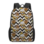 Gold Tropical Skull Pattern Print 17 Inch Backpack