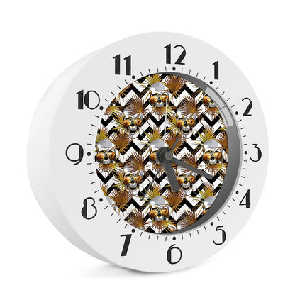 Gold Tropical Skull Pattern Print Alarm Clock