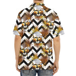 Gold Tropical Skull Pattern Print Aloha Shirt