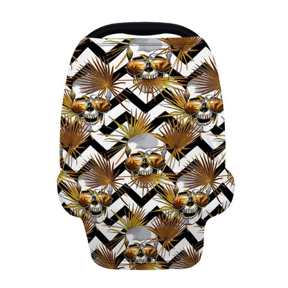 Gold Tropical Skull Pattern Print Baby Seat Cover