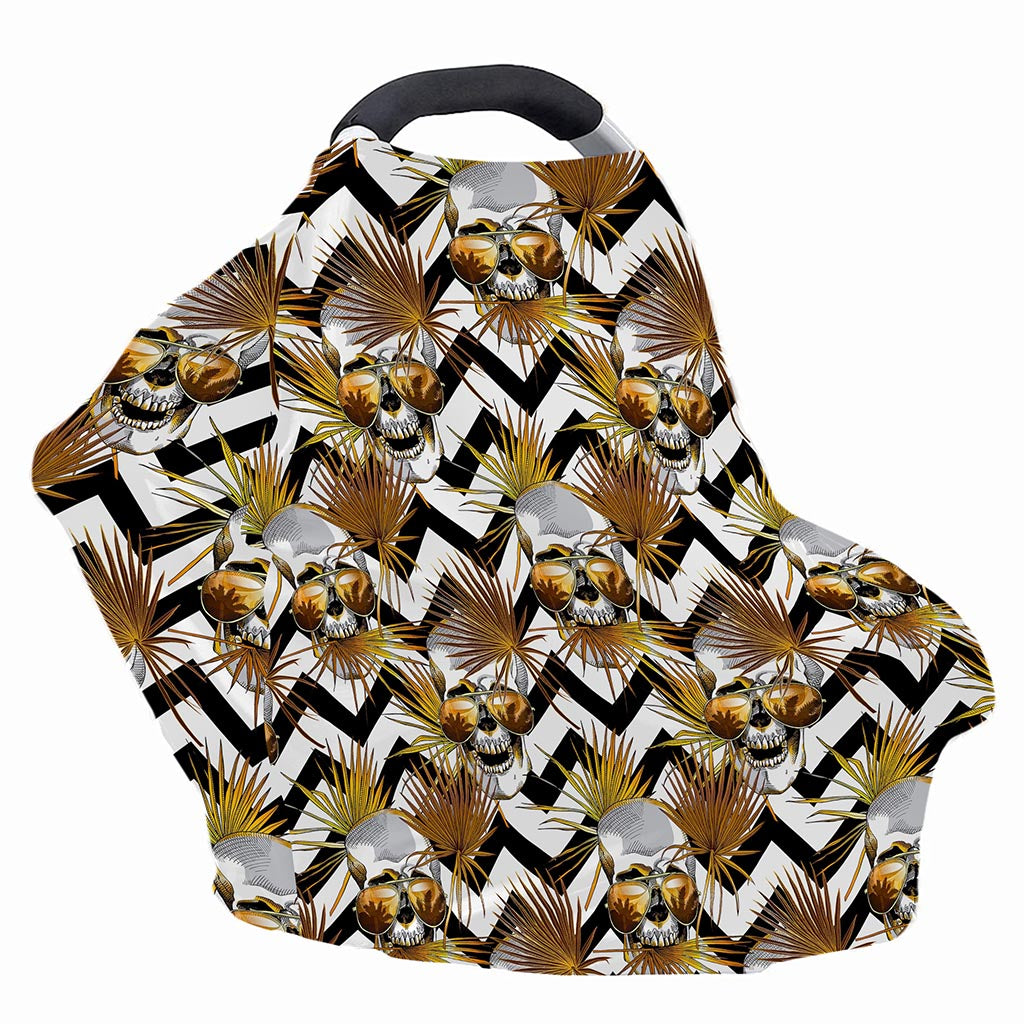 Gold Tropical Skull Pattern Print Baby Seat Cover