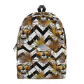 Gold Tropical Skull Pattern Print School Backpack