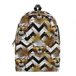 Gold Tropical Skull Pattern Print Backpack