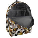 Gold Tropical Skull Pattern Print Backpack