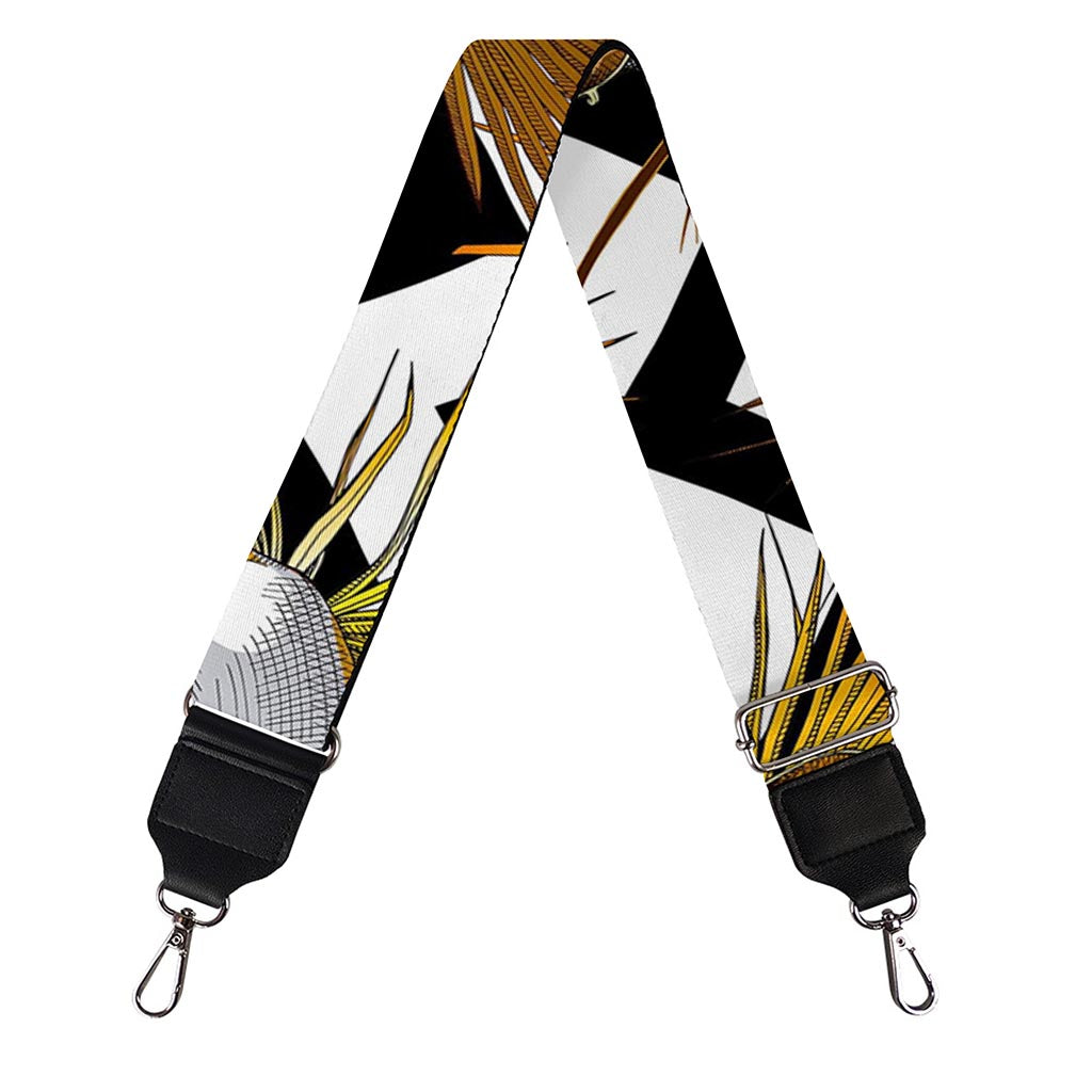 Gold Tropical Skull Pattern Print Bag Strap