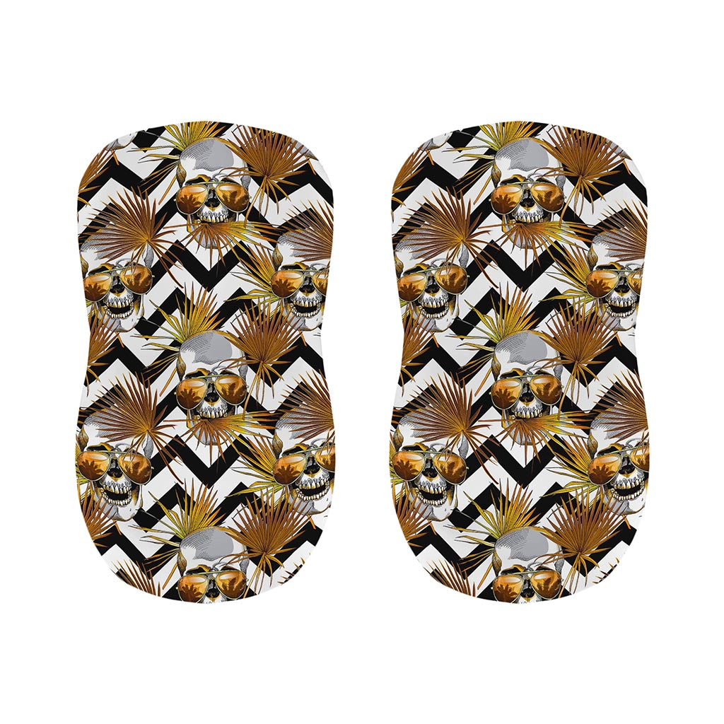Gold Tropical Skull Pattern Print Bar Stool Covers