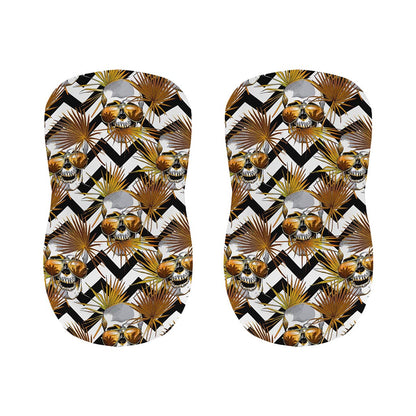 Gold Tropical Skull Pattern Print Bar Stool Covers
