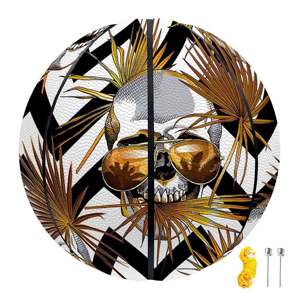 Gold Tropical Skull Pattern Print Basketball
