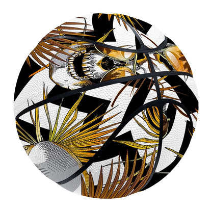Gold Tropical Skull Pattern Print Basketball