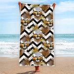 Gold Tropical Skull Pattern Print Beach Towel