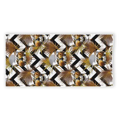 Gold Tropical Skull Pattern Print Beach Towel