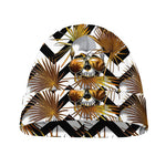 Gold Tropical Skull Pattern Print Beanie