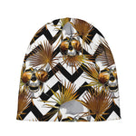 Gold Tropical Skull Pattern Print Beanie