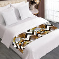 Gold Tropical Skull Pattern Print Bed Runner