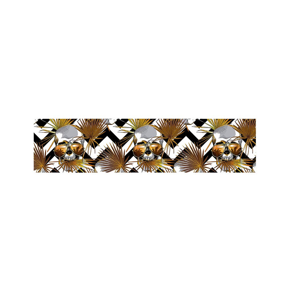 Gold Tropical Skull Pattern Print Bed Runner
