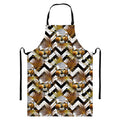 Gold Tropical Skull Pattern Print Bib Apron With Pocket
