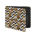 Gold Tropical Skull Pattern Print Bifold Wallet