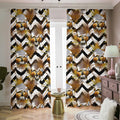 Gold Tropical Skull Pattern Print Dimout Pencil Pleat Curtains