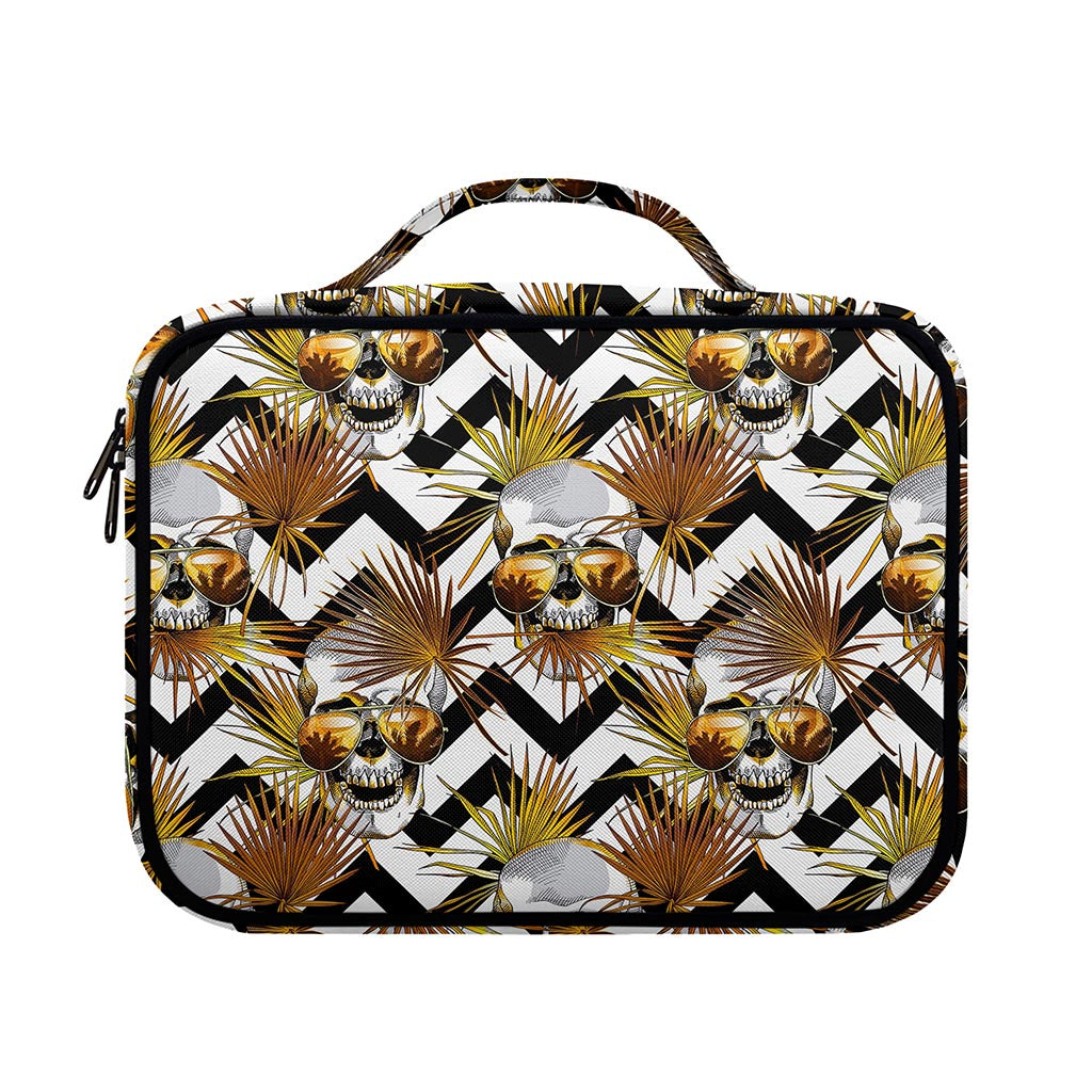 Gold Tropical Skull Pattern Print Briefcase Bible Bag