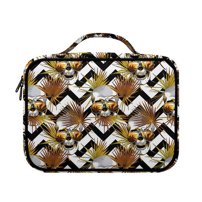 Gold Tropical Skull Pattern Print Briefcase Bible Bag