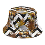 Gold Tropical Skull Pattern Print Bucket Hat