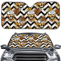Gold Tropical Skull Pattern Print Car Windshield Sun Shade