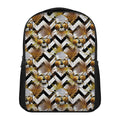 Gold Tropical Skull Pattern Print Casual Backpack