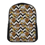 Gold Tropical Skull Pattern Print Casual Backpack