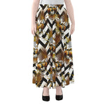 Gold Tropical Skull Pattern Print Chiffon Maxi Skirt