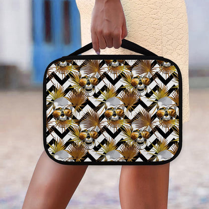 Gold Tropical Skull Pattern Print Classic Bible Case