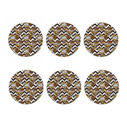 Gold Tropical Skull Pattern Print Coaster Set