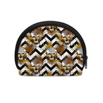 Gold Tropical Skull Pattern Print Coin Purse