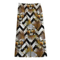 Gold Tropical Skull Pattern Print Cotton Front Slit Maxi Skirt
