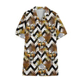 Gold Tropical Skull Pattern Print Cotton Hawaiian Shirt