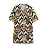 Gold Tropical Skull Pattern Print Cotton Hawaiian Shirt