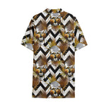 Gold Tropical Skull Pattern Print Cotton Hawaiian Shirt