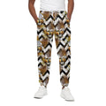 Gold Tropical Skull Pattern Print Cotton Sweatpants