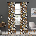 Gold Tropical Skull Pattern Print Curtain