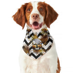Gold Tropical Skull Pattern Print Dog Bandana