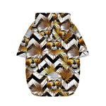 Gold Tropical Skull Pattern Print Dog Zip Up Hoodie